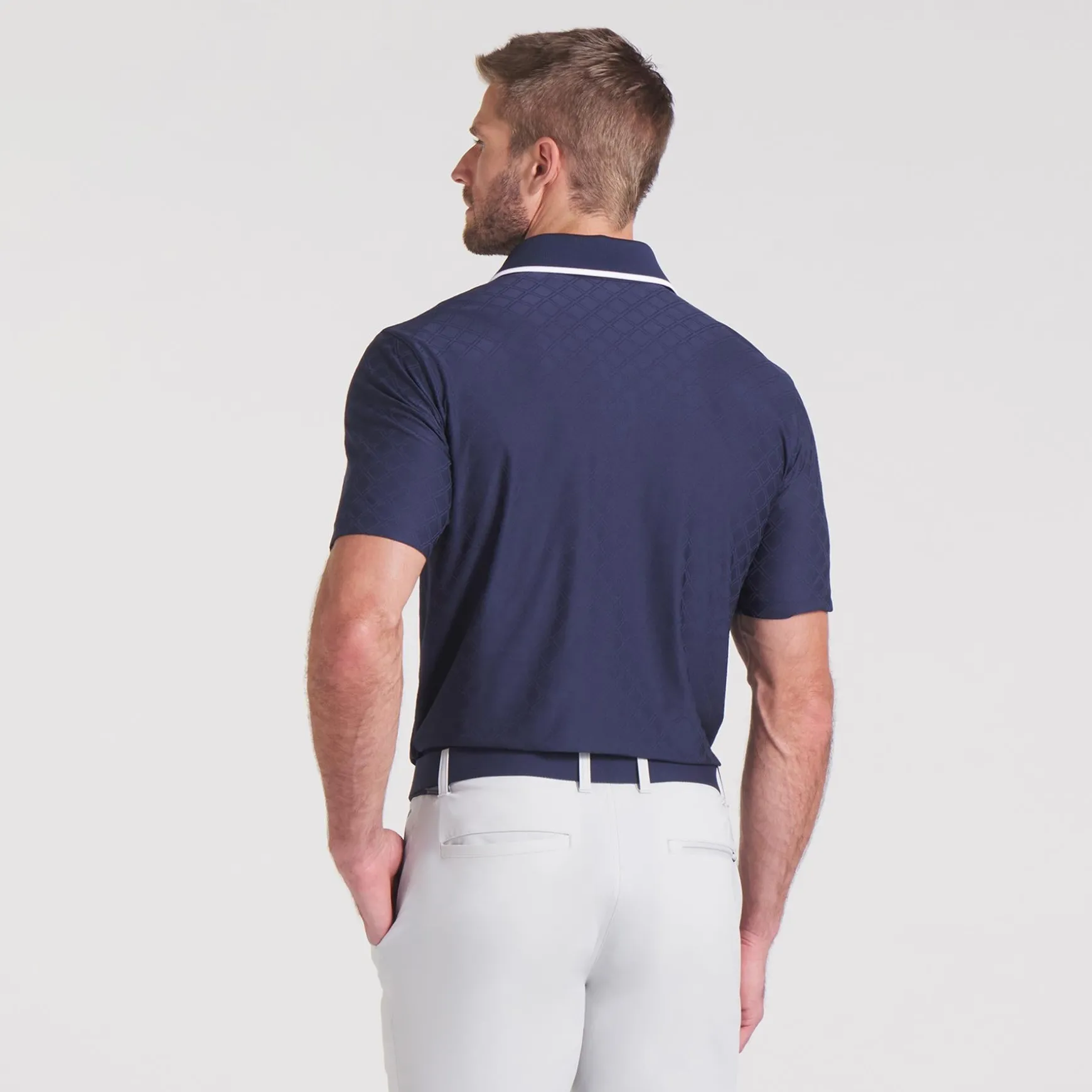 x AP Tipped Jacquard Polo Deep Navy