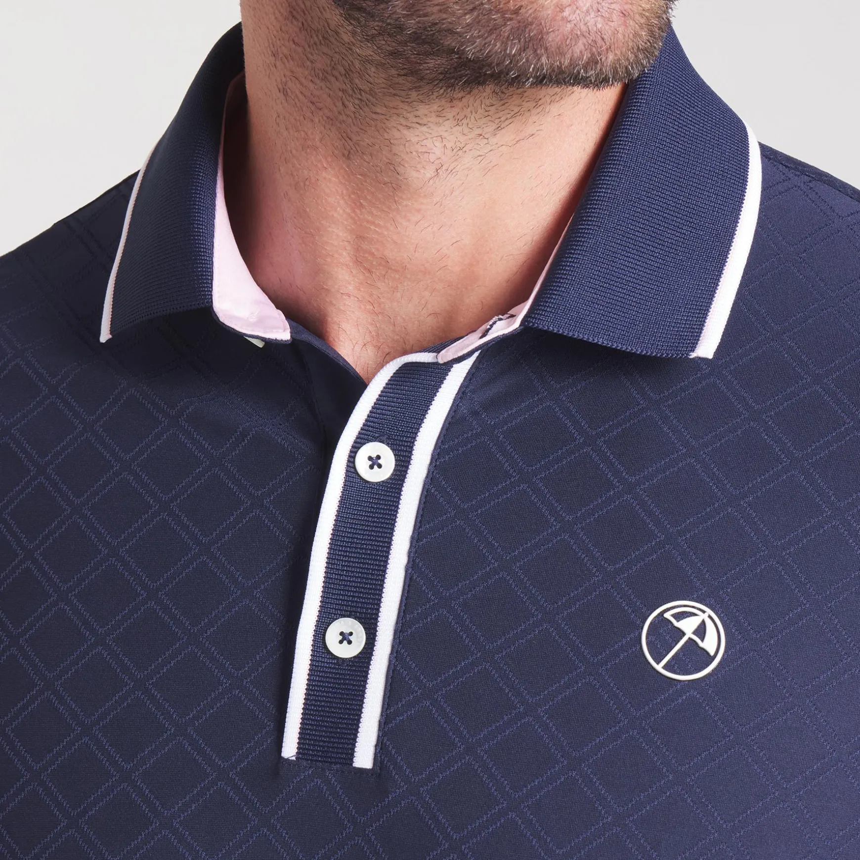 x AP Tipped Jacquard Polo Deep Navy