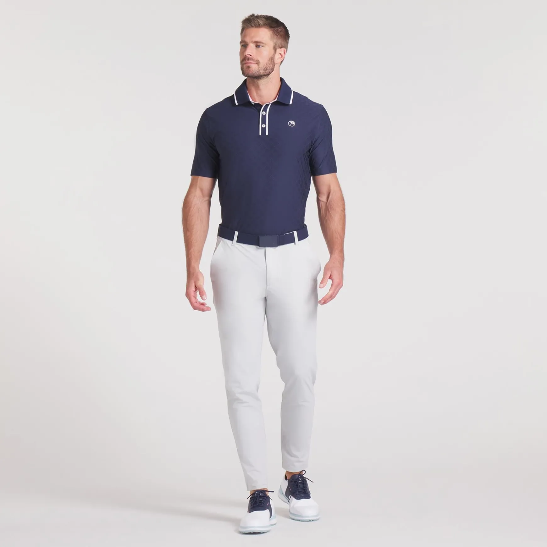 x AP Tipped Jacquard Polo Deep Navy